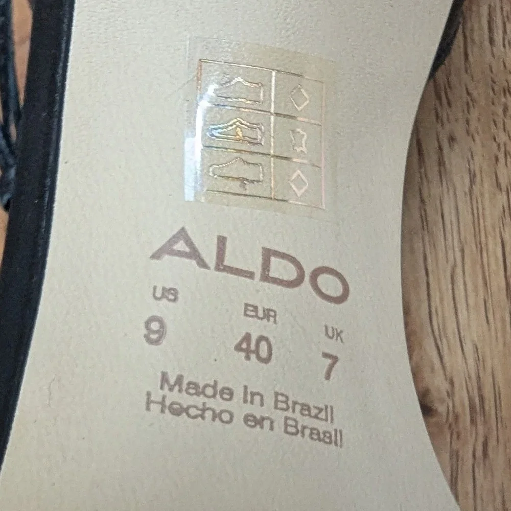 Aldo Stiletto Sandals Black Lace Up Square Toe‎ Womens 9 Strappy Night Out Chic